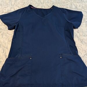 Healing Hands Navy Blue V-Neck Scrub Top